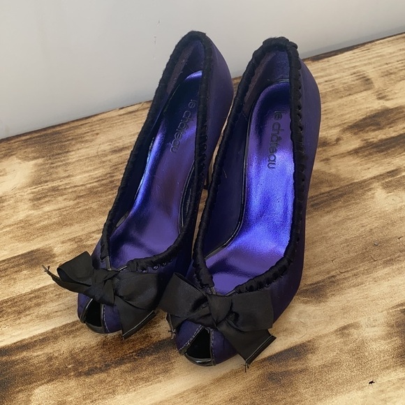 LE Chateau Purple Black Bow Stiletto - Picture 2 of 9
